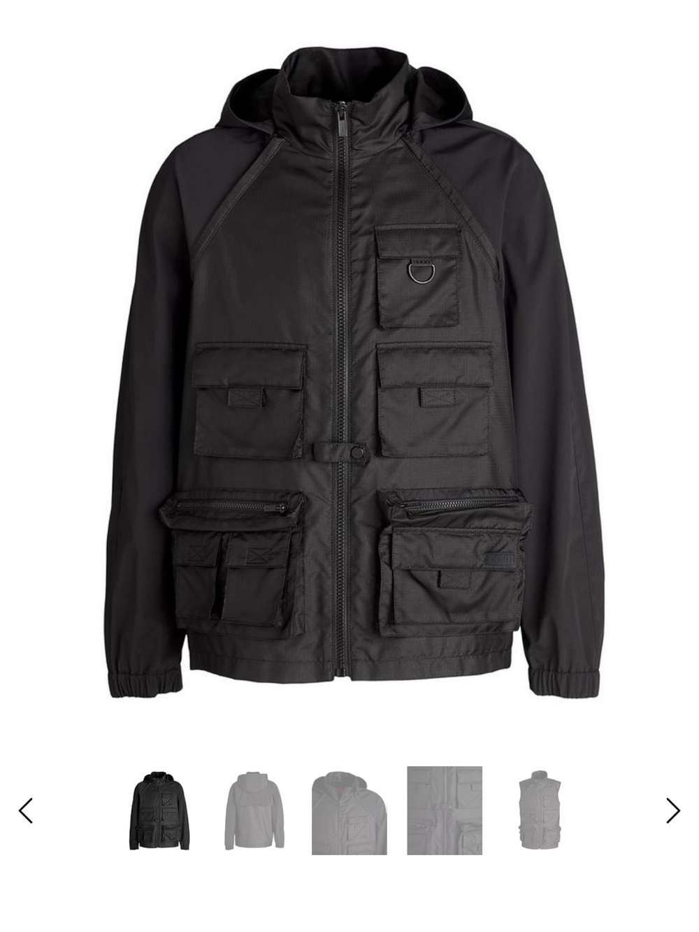 HUGO Men's utility-Style Jacket in Dark Gray & black